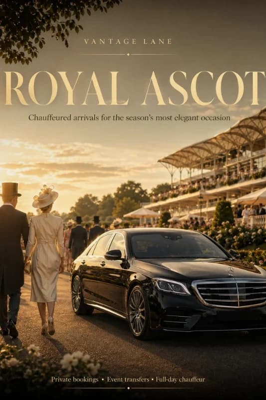Wedding chauffeur arrival at Royal Ascot